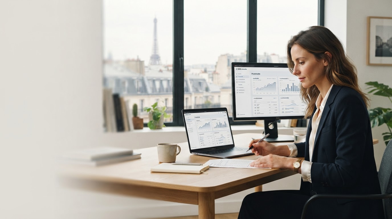 Belle Investie — tableau de bord montrant un curseur de niveau de risque et une projection de croissance